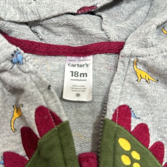 Carters Full Zip Hoodie Dinosaur Print - Picture 3 of 4